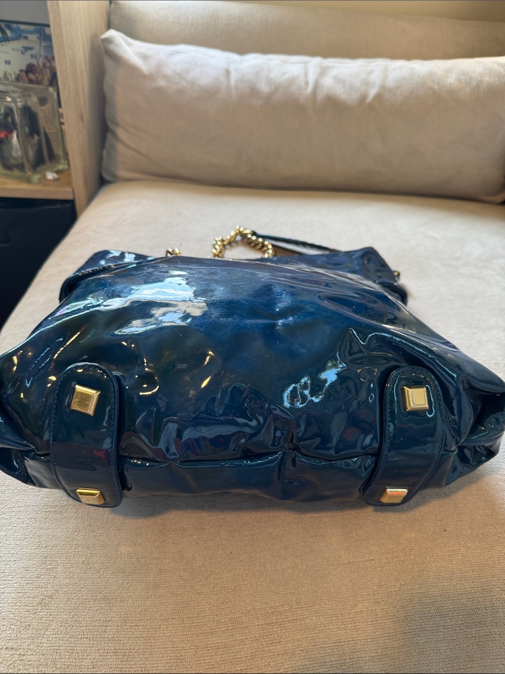 HTF Christian Louboutin Cyclope Patent Leather Chain Tote Bag - Picture 5 of 16
